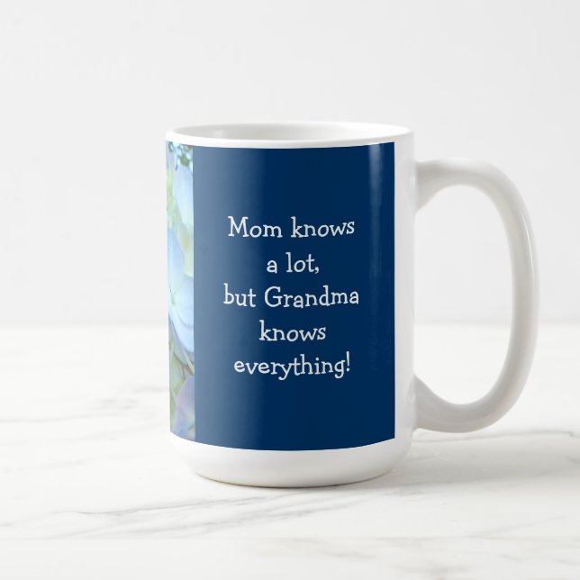 Mormor vet Allt! Kaffe Mugg Hydrangeas (Höger)