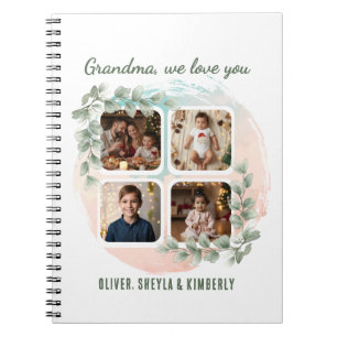 Mormor vi älskar dig 6 Foto Collage Eukalyptus Anteckningsbok