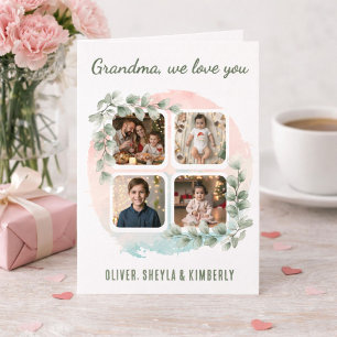 Mormor vi älskar dig 6 Foto Collage Eukalyptus Kort