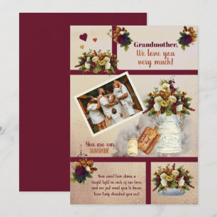 Mormor Vi älskar dig Foto Höstblommor Text Kort