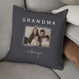 Mormor vi älskar dig lantlig blomsterfoto kudde