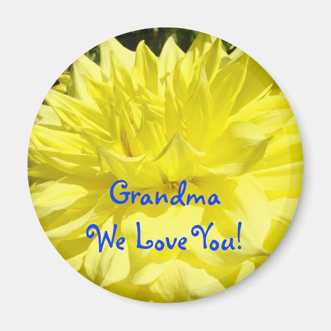 Mormor Vi älskar dig! magnet Dahlia Blomma (Framsidan)