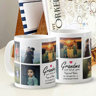 Mormor vi älskar dig Skript Barnbarns Foto Collage Kaffemugg