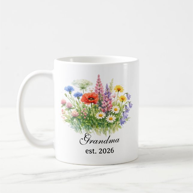 Mormor Vilda Blomma Akvarell Kaffemugg (Vänster)