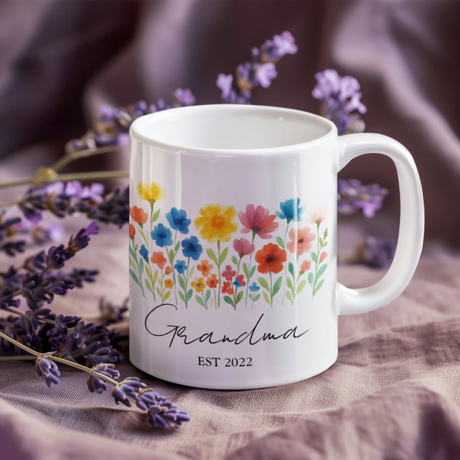 Mormor Wildflower Mugg | Anpassad Etableringsår - Jumbo Mugg (Skapare uppladdad)