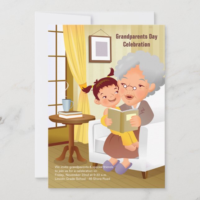 Mormormors inbjudan till Grandparent Day (Framsida)
