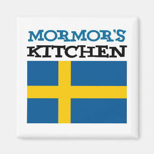 Mormormors kök med Flagga av Sverige Magnet