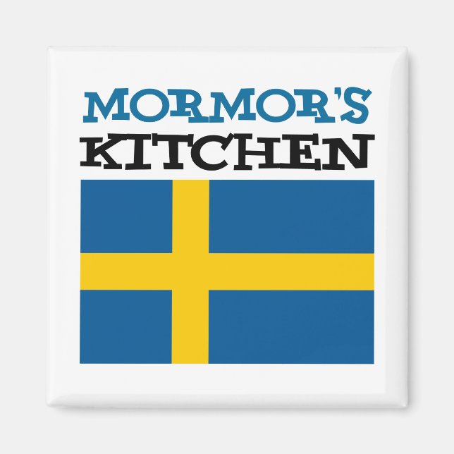 Mormormors kök med Flagga av Sverige Magnet (Framsidan)