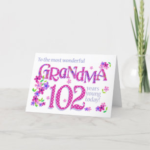 Mormors 102:a födelsedag, konst och blommor i Ord Helgkort