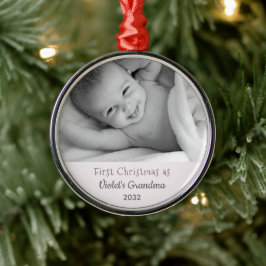 Mormor's 1:a Juldagen Personlig Namn Photo Julgransprydnad Metall