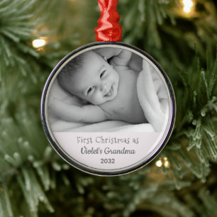 Mormor's 1:a Juldagen Personlig Namn Photo Julgransprydnad Metall
