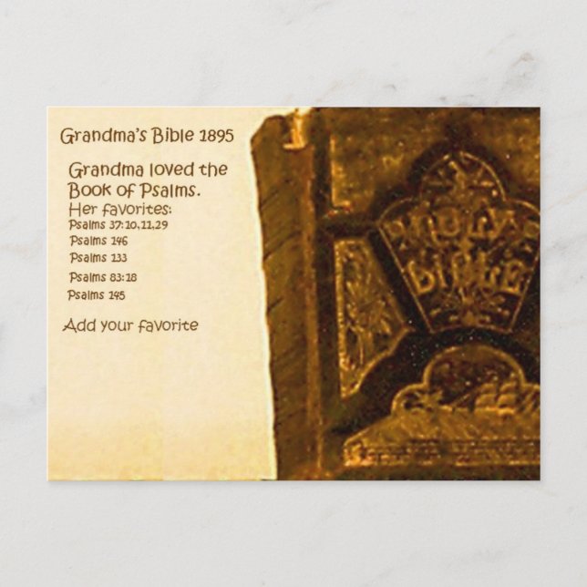 Mormors bibel från 1895 vykort (Framsida)