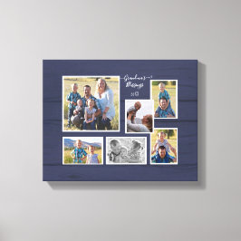 Mormor's Blessings Navy Wood 6 Photo Collage Canvastryck