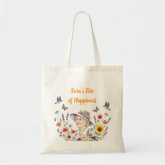 Mormors Blommigt Tote Bag Tygkasse (Framsidan)