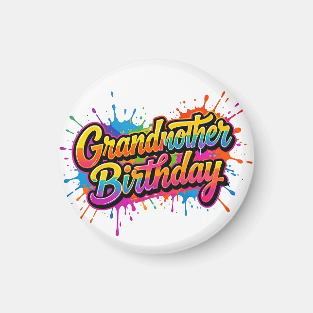Mormors födelsedag Färgglad penselsplatter design Magnet (Framsidan)