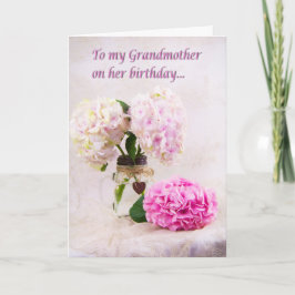Mormors födelsedagskort med rosa hydrangeor kort