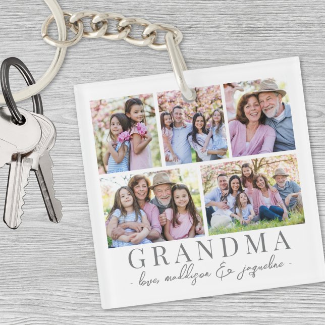 Mormors fotokollage (Grandma Photo Collage Keychain)