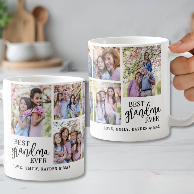 Mormors fotokollage kaffemugg (Grandmother Photo Collage Coffee Mug)