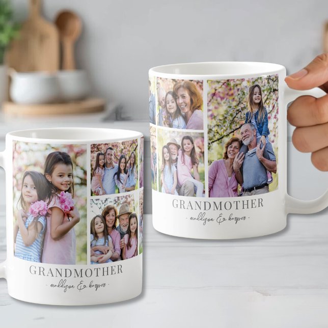 Mormors fotokollage kaffemugg (Grandmother Photo Collage Coffee Mug)