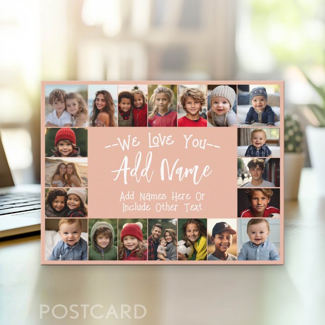 Mormors fotokollage - Upp till 20 bilder Vykort (Photo Postcard - Customize with your favorite photos)