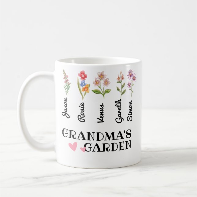 Mormor's Garden Personlig Grandmor Gifts Kaffemugg (Vänster)