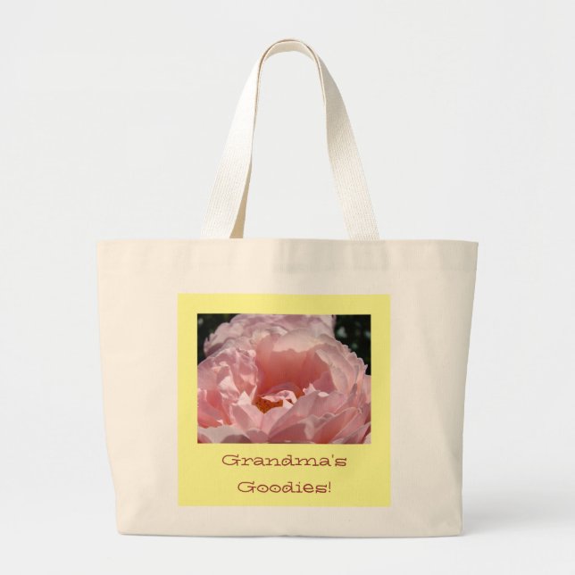 Mormors Gottis! Handlederby Geschenk Rosa Ros Blom Jumbo Tygkasse (Framsidan)
