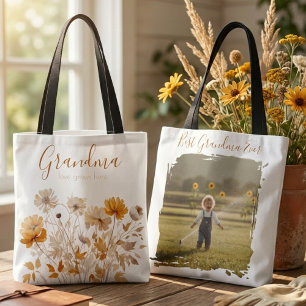 Mormors kärlek växer här vildblomma Foto Tygkasse