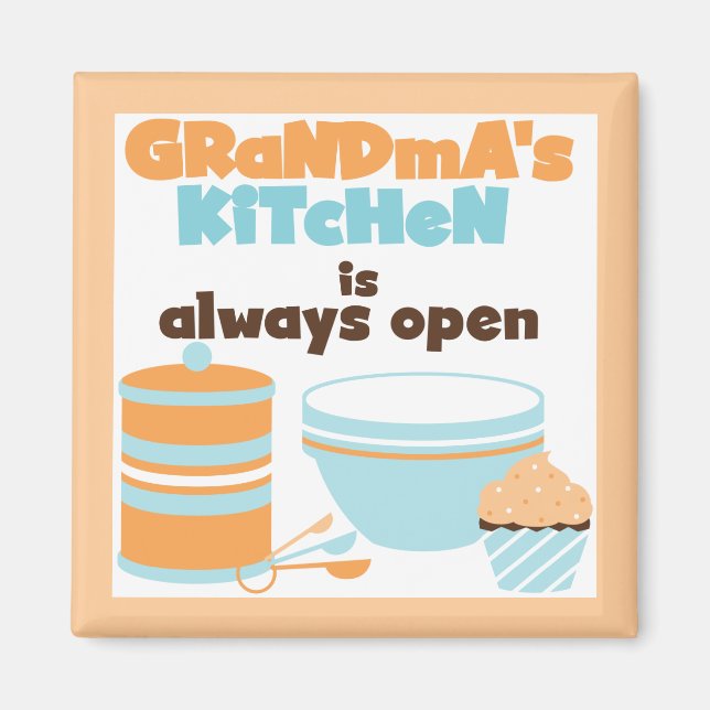 Mormor's Kitchen Open T-shirts and Gifts Magnet (Framsidan)