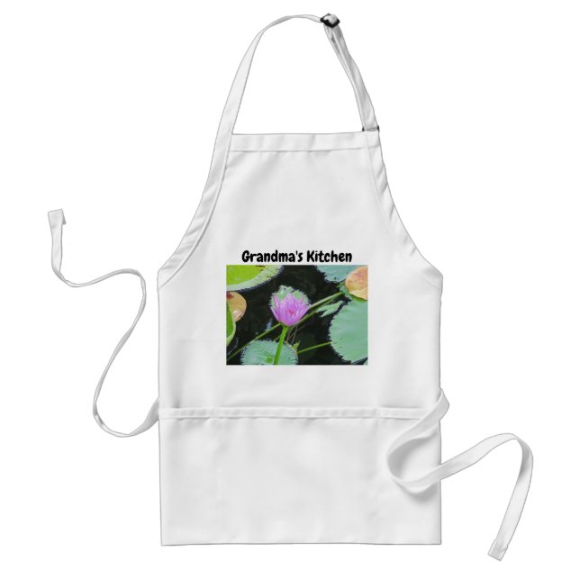 Mormor's Kitchen Rosa Vatten Lily Photo Flower Förkläde (Framsidan)