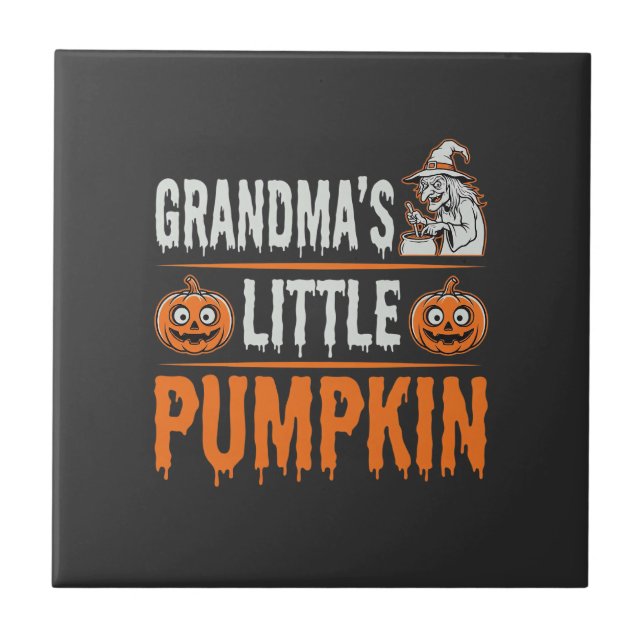 Mormors lilla pumpa Halloween-häxa design Kakelplatta (Framsidan)