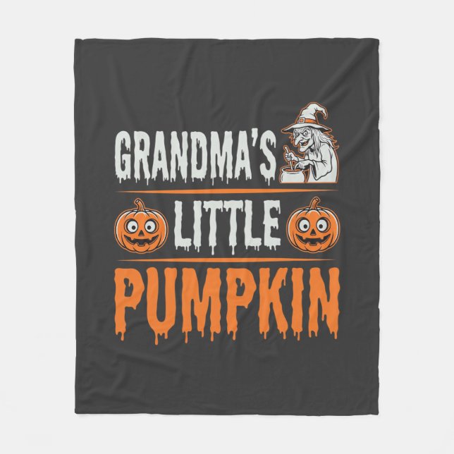 Mormors lilla pumpa Halloween-häxdesign Fleecefilt (Framsidan)
