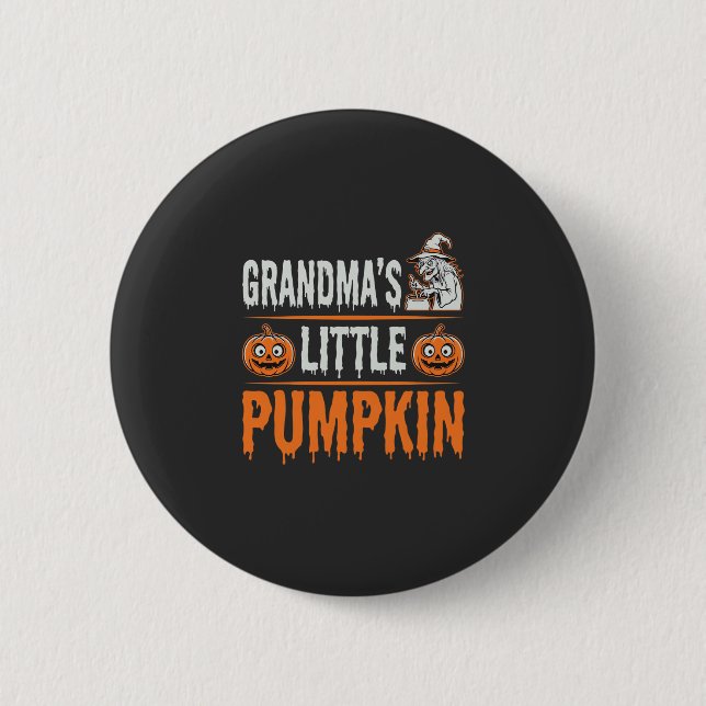 Mormors lilla pumpa Halloween-häxdesign Knapp (Framsida)