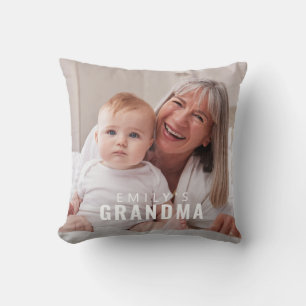 Mormors minnessak Modern fet stilmonogramfoto Kudde