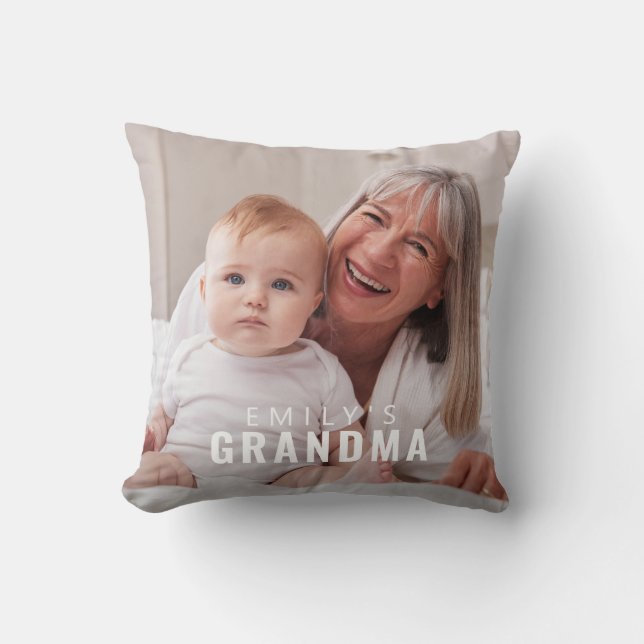 Mormors minnessak Modern fet stilmonogramfoto Kudde (Framsida)