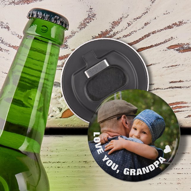 Mormors och farfars dag kärlek du farfar foto flasköppnare (Grandparents Day Love You Grandpa Photo Bottle Opener)