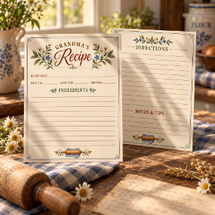 Mormors receptkort Vintage Familje Recept
