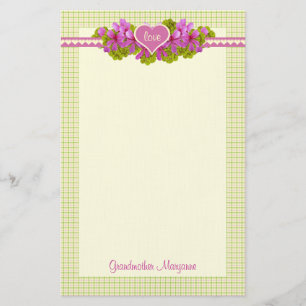 Mormors Rosa Flower Hearts Brevpapper