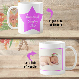 Mormors skinande stjärna rosa nyfödd babyfoto kaffemugg