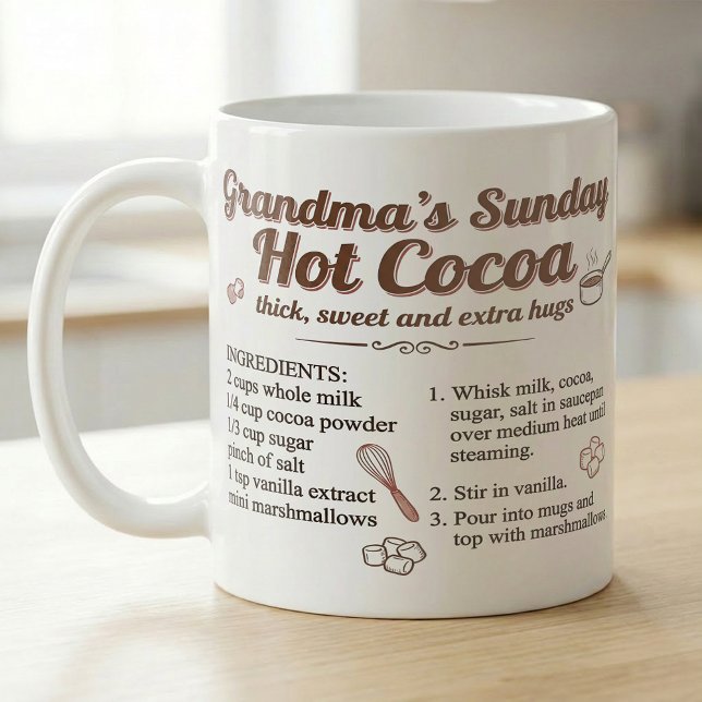 Mormors söndags heta chokladrecept och marshmallow kaffemugg (Skapare uppladdad)