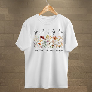 Mormors trädgård Vattenfärg Vildblomma Vacker Blom T Shirt