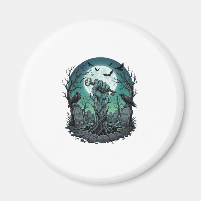 Mormors Zombie Hand Skelett Nyckel Gravsten Korpar Magnet (Framsidan)