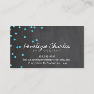 MORN aqua Blue glitter konetti dots chalkboard Visitkort