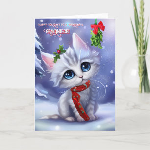 Morniece Cute Cat och Snö Glad helg Kort