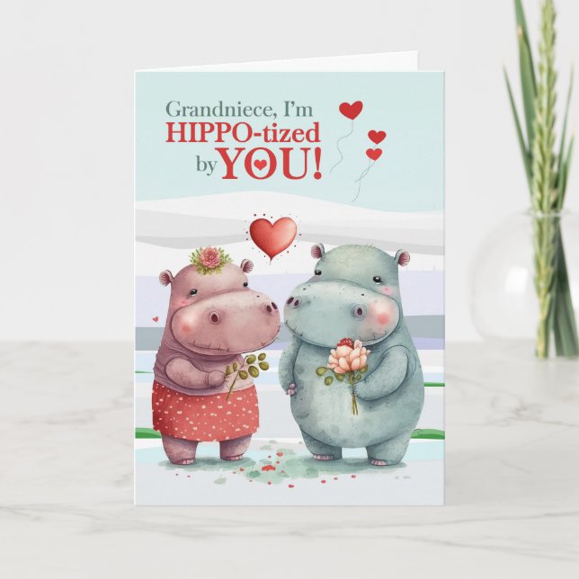 Morniece Funny Hippopotamus Valentine Day Helgkort (Framsida)