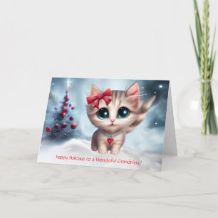 Morniece Jul Cute Kitten med Bow Helgdag Kort