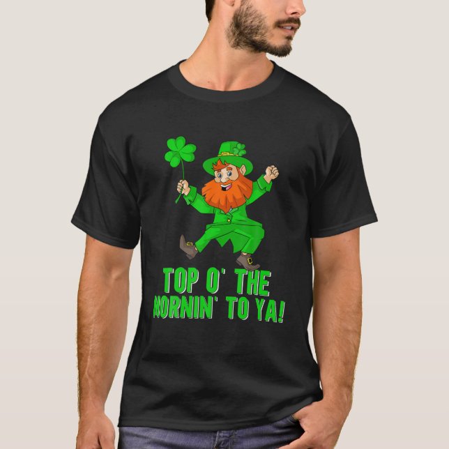 Mornin mot Ya Quote Leprechaun St Patrick T Shirt (Framsida)