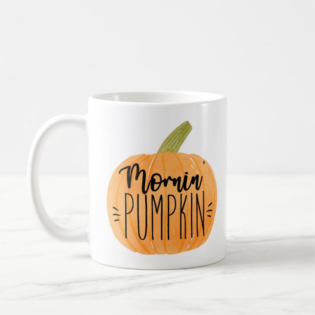 Mornin’ Pumpkin Mugg - Cute Fall Coffee Kopp med P (Vänster)