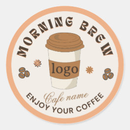 Morning Brew kaffekopp kafélogo Runt Klistermärke