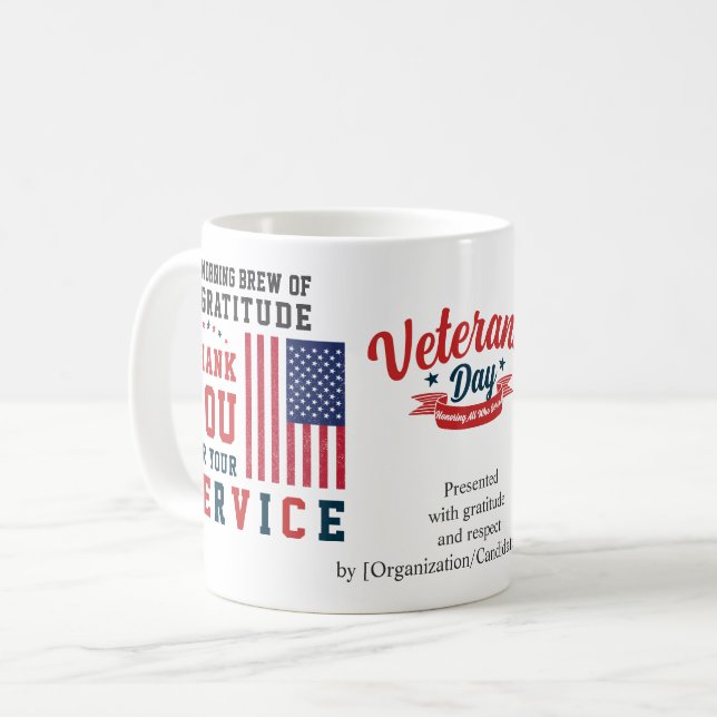 Morning Brew of Gratitude Patriotic Veterans Day Kaffemugg (Framsida vänster)
