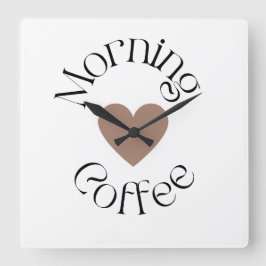 Morning Coffee Heart, Cozy Kitchen Decor Fyrkantig Klocka